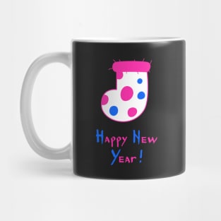 Polka Dot Christmas Stocking. Happy New Year! Mug